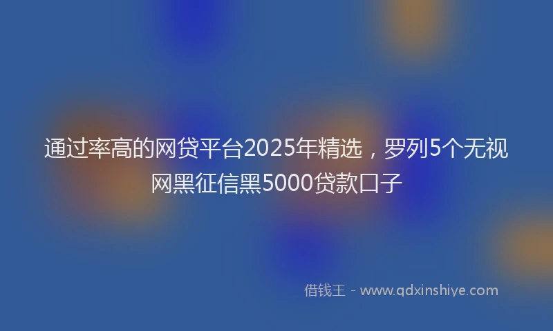 通过率高的网贷平台2025年精选，罗列5个无视网黑征信黑5000贷款口子