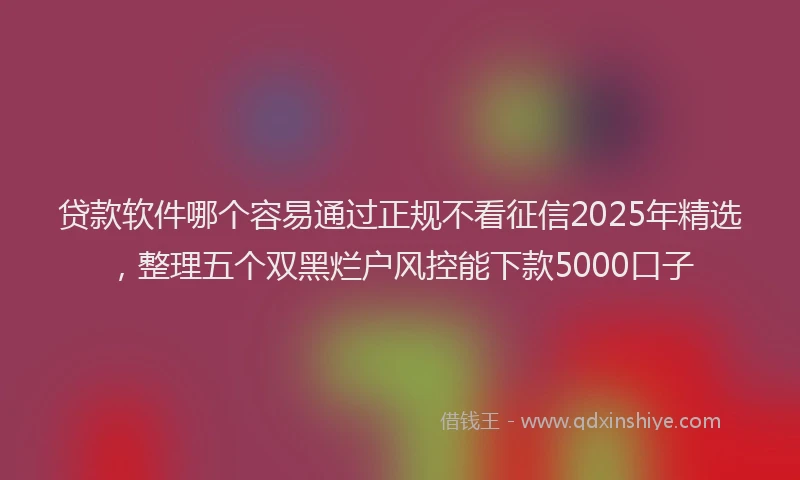 贷款软件哪个容易通过正规不看征信2025年精选，整理五个双黑烂户风控能下款5000口子