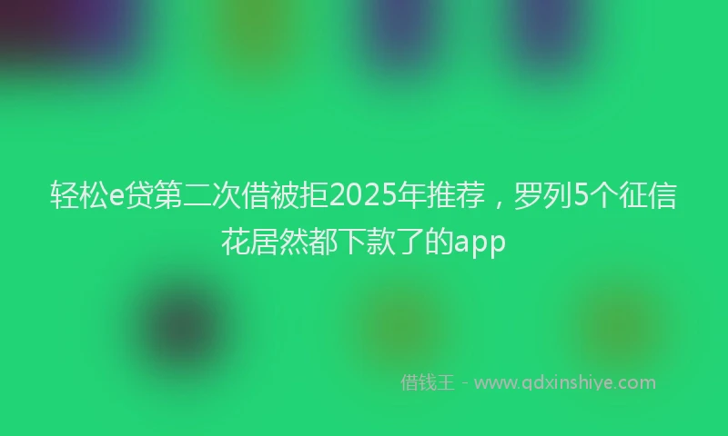 轻松e贷第二次借被拒2025年推荐，罗列5个征信花居然都下款了的app