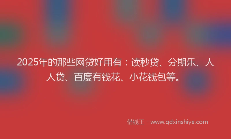 2025年的那些网贷好用有：读秒贷、分期乐、人人贷、百度有钱花、小花钱包等。