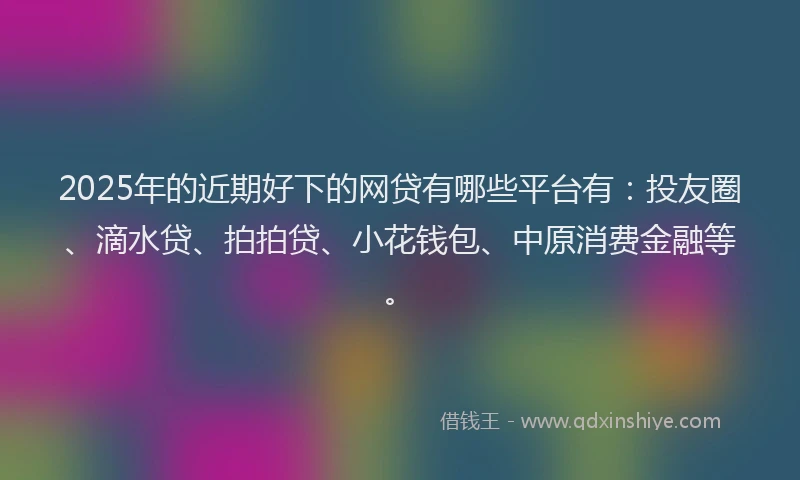 2025年的近期好下的网贷有哪些平台有：投友圈、滴水贷、拍拍贷、小花钱包、中原消费金融等。