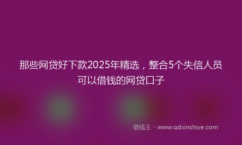 那些网贷好下款2025年精选，整合5个失信人员可以借钱的网贷口子