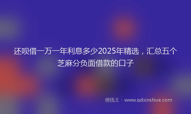 还呗借一万一年利息多少2025年精选，汇总五个芝麻分负面借款的口子