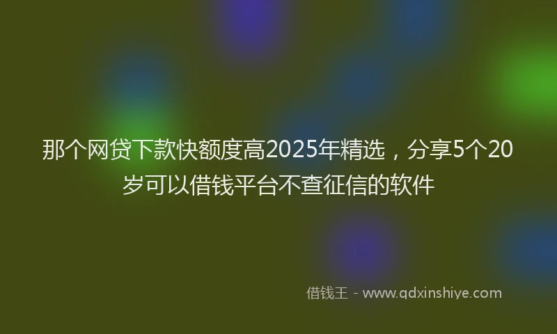 那个网贷下款快额度高2025年精选，分享5个20岁可以借钱平台不查征信的软件
