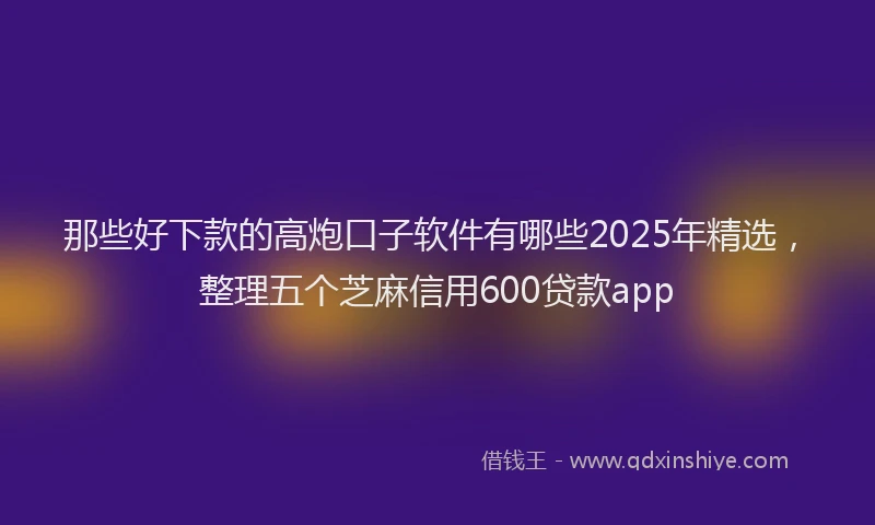 那些好下款的高炮口子软件有哪些2025年精选，整理五个芝麻信用600贷款app