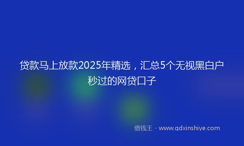 贷款马上放款2025年精选，汇总5个无视黑白户秒过的网贷口子