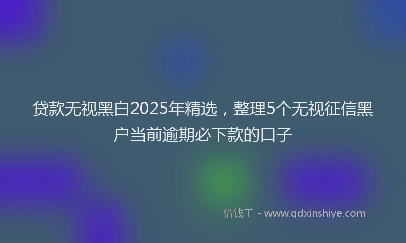 贷款无视黑白2025年精选，整理5个无视征信黑户当前逾期必下款的口子