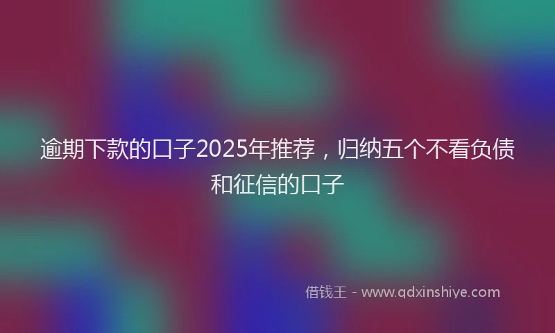 逾期下款的口子2025年推荐，归纳五个不看负债和征信的口子