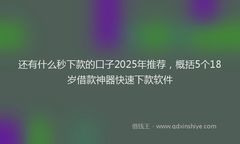 还有什么秒下款的口子2025年推荐，概括5个18岁借款神器快速下款软件