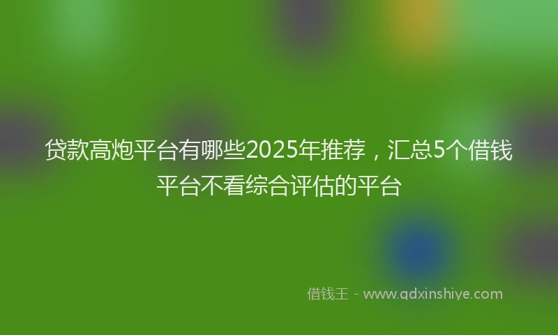 贷款高炮平台有哪些2025年推荐，汇总5个借钱平台不看综合评估的平台