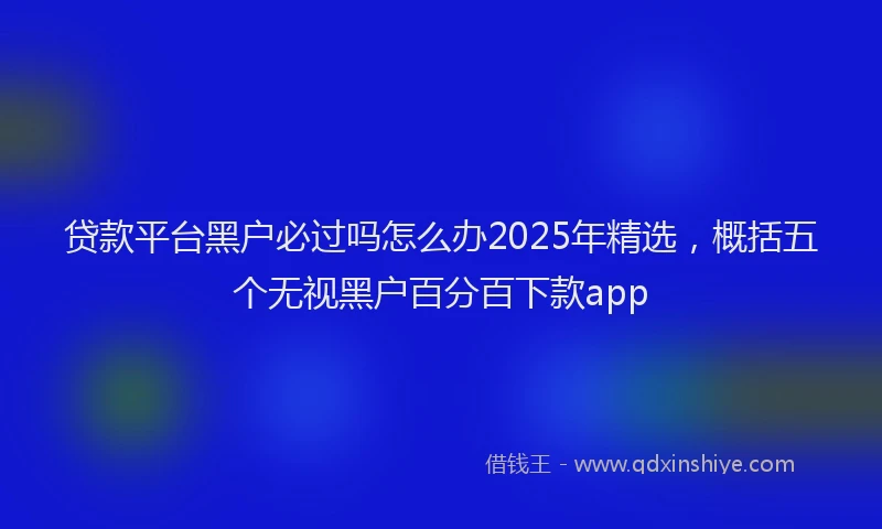 贷款平台黑户必过吗怎么办2025年精选，概括五个无视黑户百分百下款app