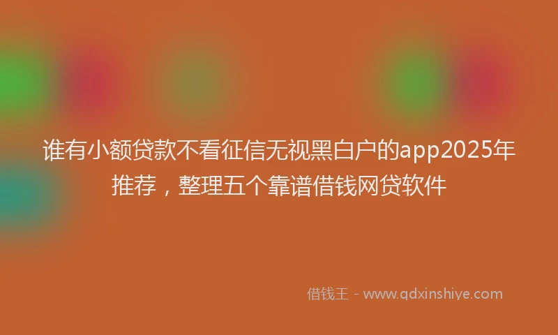 谁有小额贷款不看征信无视黑白户的app2025年推荐，整理五个靠谱借钱网贷软件