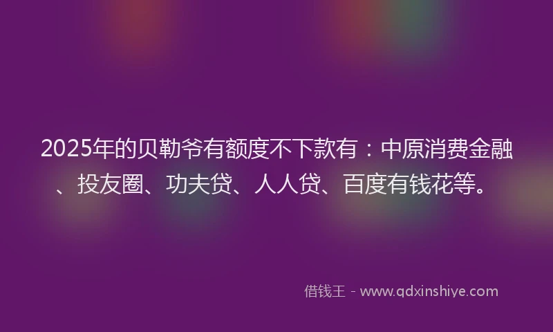 2025年的贝勒爷有额度不下款有：中原消费金融、投友圈、功夫贷、人人贷、百度有钱花等。