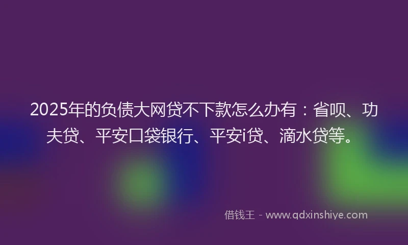 2025年的负债大网贷不下款怎么办有：省呗、功夫贷、平安口袋银行、平安i贷、滴水贷等。