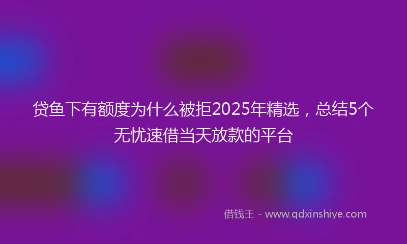 贷鱼下有额度为什么被拒2025年精选，总结5个无忧速借当天放款的平台