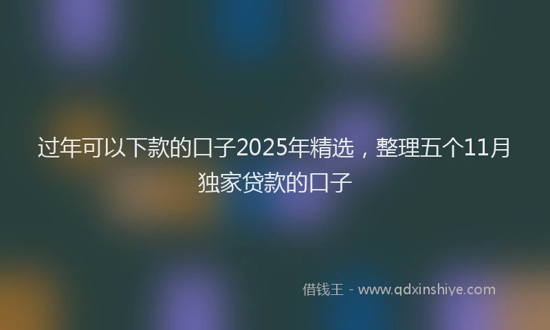 过年可以下款的口子2025年精选，整理五个11月独家贷款的口子
