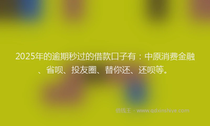 2025年的逾期秒过的借款口子有：中原消费金融、省呗、投友圈、替你还、还呗等。