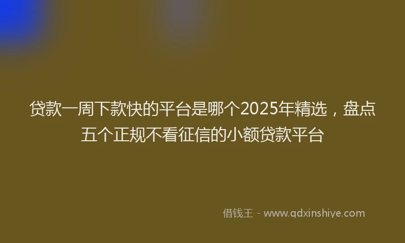 贷款一周下款快的平台是哪个2025年精选，盘点五个正规不看征信的小额贷款平台