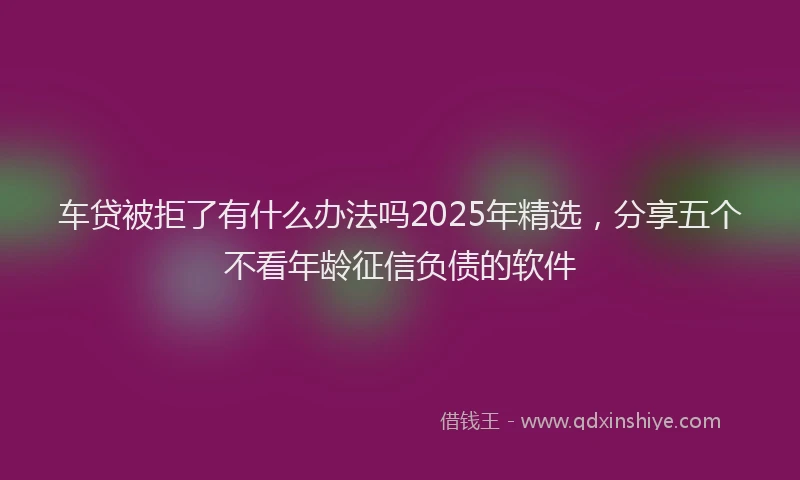 车贷被拒了有什么办法吗2025年精选，分享五个不看年龄征信负债的软件