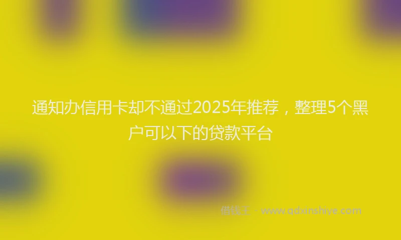 通知办信用卡却不通过2025年推荐，整理5个黑户可以下的贷款平台