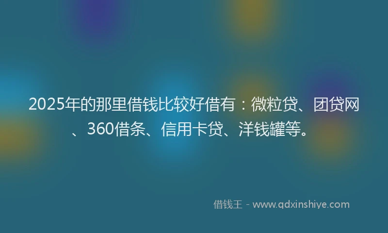 2025年的那里借钱比较好借有：微粒贷、团贷网、360借条、信用卡贷、洋钱罐等。