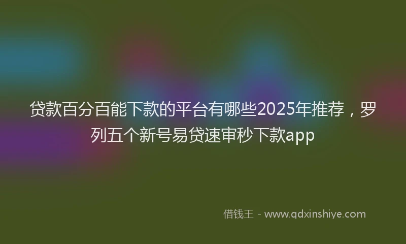 贷款百分百能下款的平台有哪些2025年推荐，罗列五个新号易贷速审秒下款app