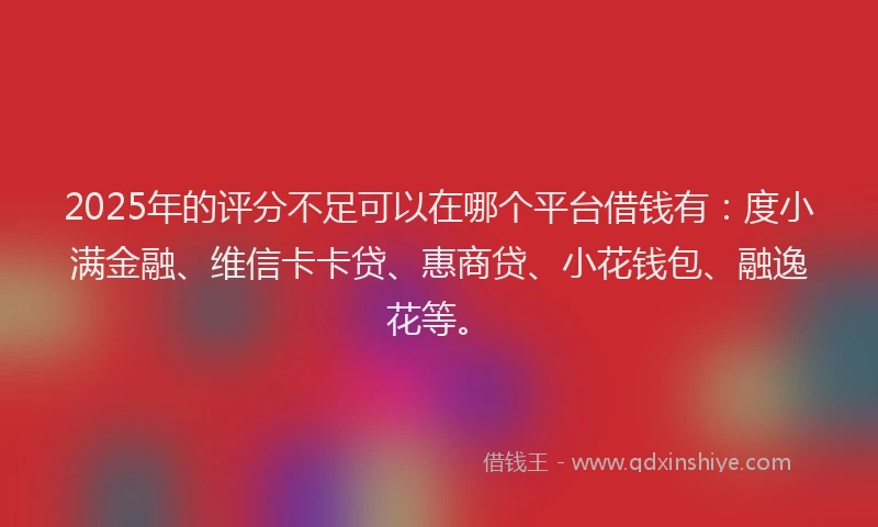 2025年的评分不足可以在哪个平台借钱有：度小满金融、维信卡卡贷、惠商贷、小花钱包、融逸花等。