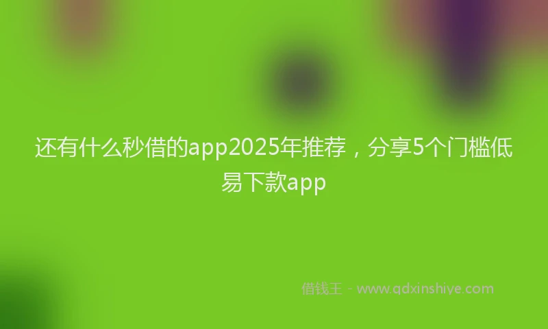 还有什么秒借的app2025年推荐，分享5个门槛低易下款app