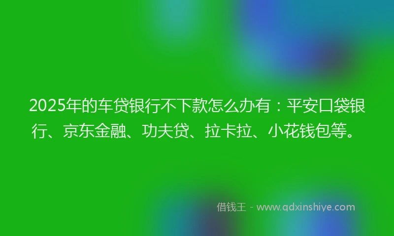2025年的车贷银行不下款怎么办有：平安口袋银行、京东金融、功夫贷、拉卡拉、小花钱包等。