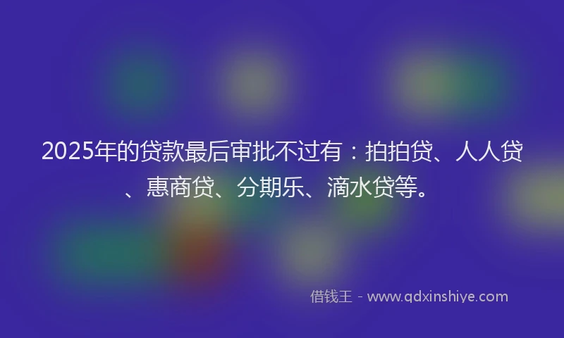 2025年的贷款最后审批不过有：拍拍贷、人人贷、惠商贷、分期乐、滴水贷等。
