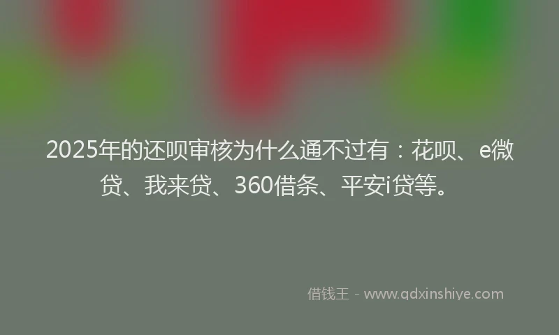 2025年的还呗审核为什么通不过有：花呗、e微贷、我来贷、360借条、平安i贷等。