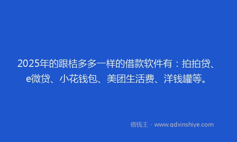 2025年的跟桔多多一样的借款软件有：拍拍贷、e微贷、小花钱包、美团生活费、洋钱罐等。