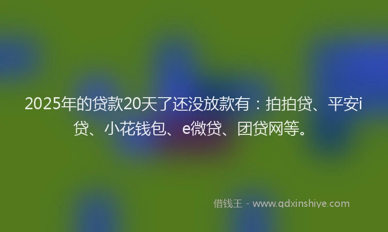 2025年的贷款20天了还没放款有：拍拍贷、平安i贷、小花钱包、e微贷、团贷网等。