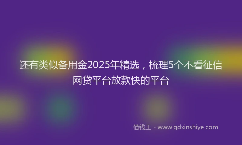 还有类似备用金2025年精选，梳理5个不看征信网贷平台放款快的平台