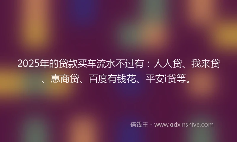 2025年的贷款买车流水不过有：人人贷、我来贷、惠商贷、百度有钱花、平安i贷等。