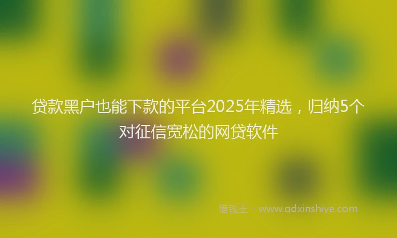 贷款黑户也能下款的平台2025年精选，归纳5个对征信宽松的网贷软件