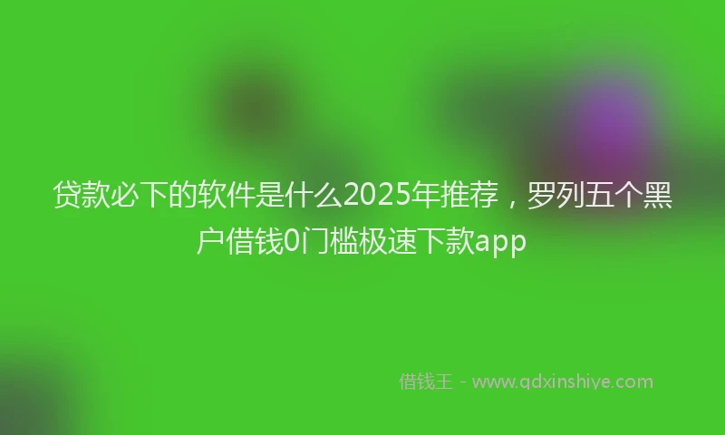 贷款必下的软件是什么2025年推荐，罗列五个黑户借钱0门槛极速下款app
