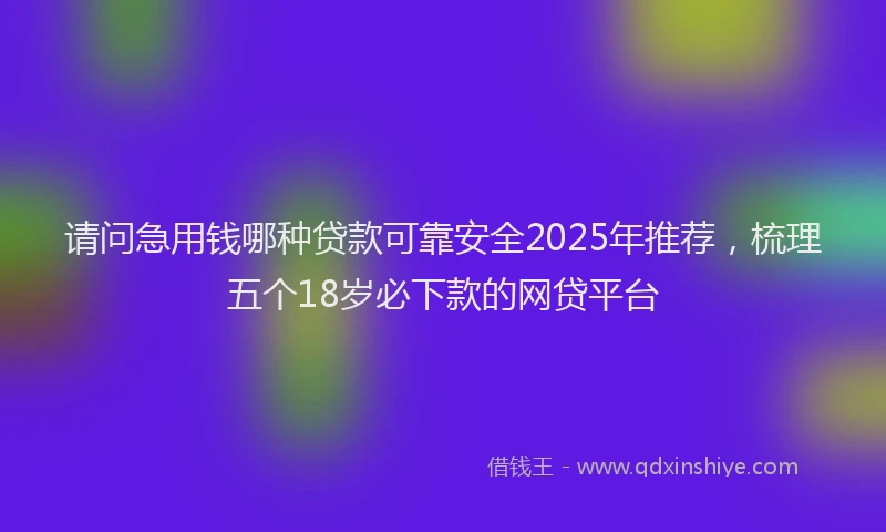 请问急用钱哪种贷款可靠安全2025年推荐，梳理五个18岁必下款的网贷平台