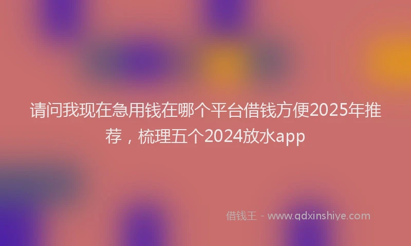 请问我现在急用钱在哪个平台借钱方便2025年推荐，梳理五个2024放水app