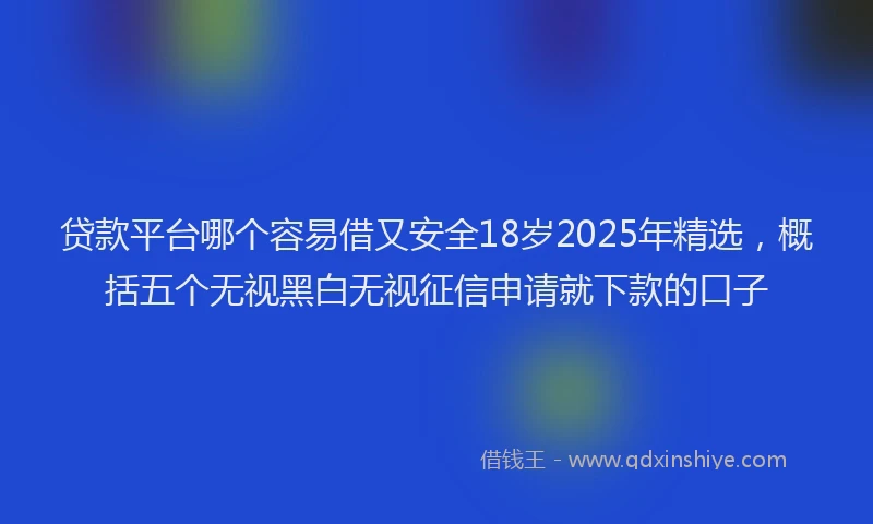 贷款平台哪个容易借又安全18岁2025年精选，概括五个无视黑白无视征信申请就下款的口子