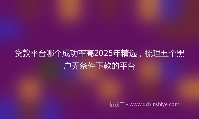 贷款平台哪个成功率高2025年精选，梳理五个黑户无条件下款的平台