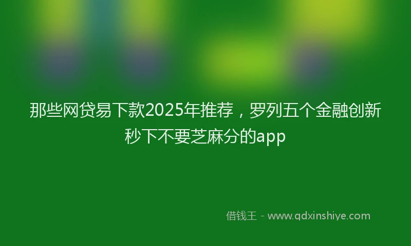 那些网贷易下款2025年推荐，罗列五个金融创新秒下不要芝麻分的app