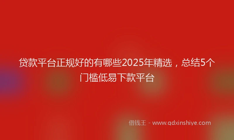 贷款平台正规好的有哪些2025年精选，总结5个门槛低易下款平台