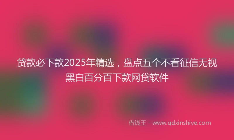 贷款必下款2025年精选，盘点五个不看征信无视黑白百分百下款网贷软件