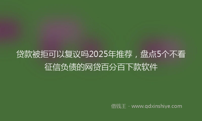 贷款被拒可以复议吗2025年推荐，盘点5个不看征信负债的网贷百分百下款软件