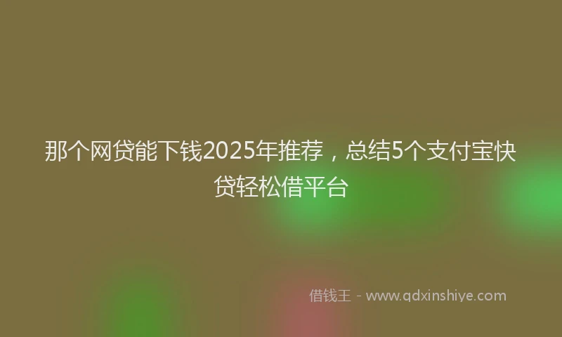 那个网贷能下钱2025年推荐，总结5个支付宝快贷轻松借平台