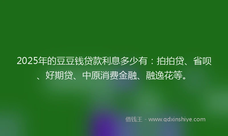 2025年的豆豆钱贷款利息多少有：拍拍贷、省呗、好期贷、中原消费金融、融逸花等。