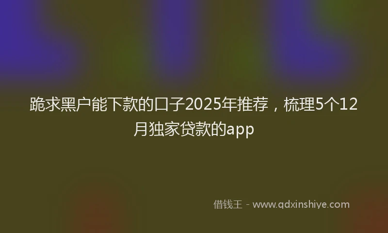 跪求黑户能下款的口子2025年推荐，梳理5个12月独家贷款的app