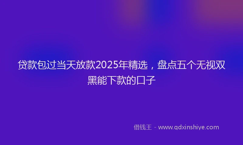 贷款包过当天放款2025年精选，盘点五个无视双黑能下款的口子