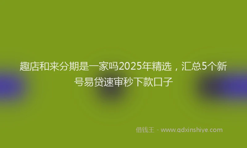 趣店和来分期是一家吗2025年精选，汇总5个新号易贷速审秒下款口子
